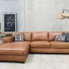 A Longbeach Chaise LHF + 3seat - Leather Sofa