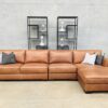 A Longbeach Chaise RHF +1.5seat+ 3seat - Leather Sofa
