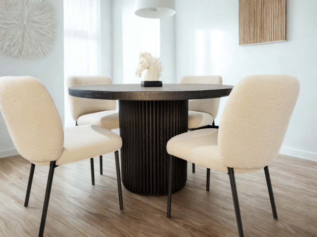 Buy Ridge Round Dining Table- Matt Black Finish Online | Santosa ...